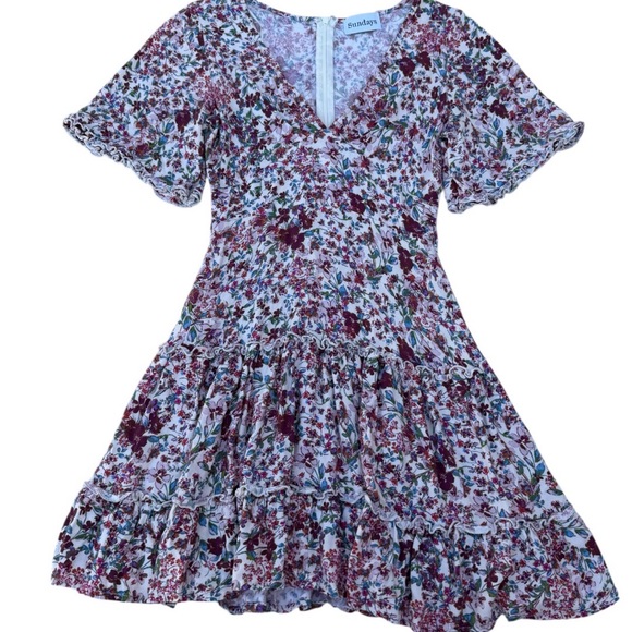 Sundays Floral V-Neck Ruffle Dress - Picture 3 of 7